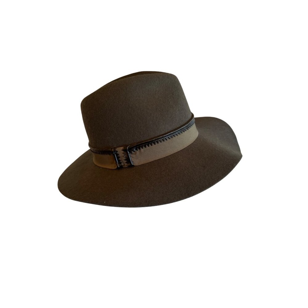 Giovannio‎ New York Fedora Olive Green Wool Felt Wide Brim Adjustable Hat
